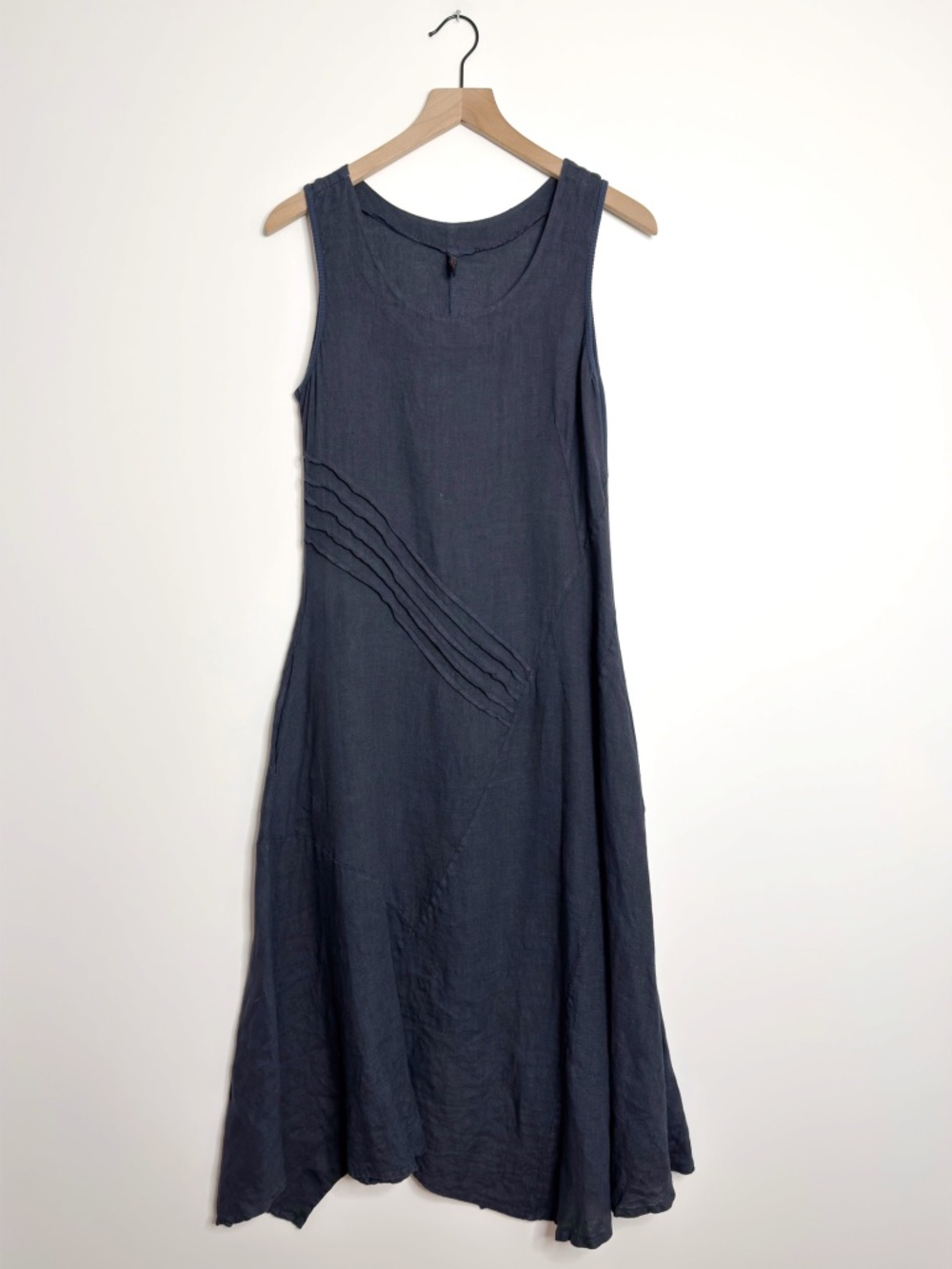 Inizio Linen Midi Dress Navy Blue